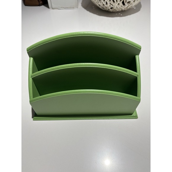 Green Wooden Desktop Organizer Mail Sorter Letter Holder Office‎ Supplies - Picture 1 of 7